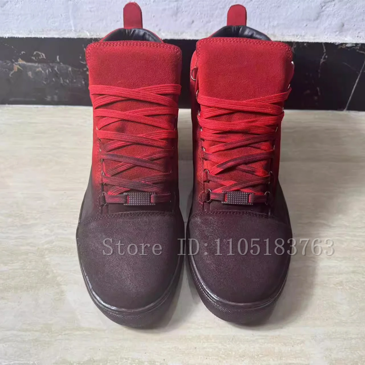 Men New Mixed Colors High Top Trainer Shoes Fashionable Flat Sport Shoes Round Toe Lace Up Suede Leather Casual Sneakers