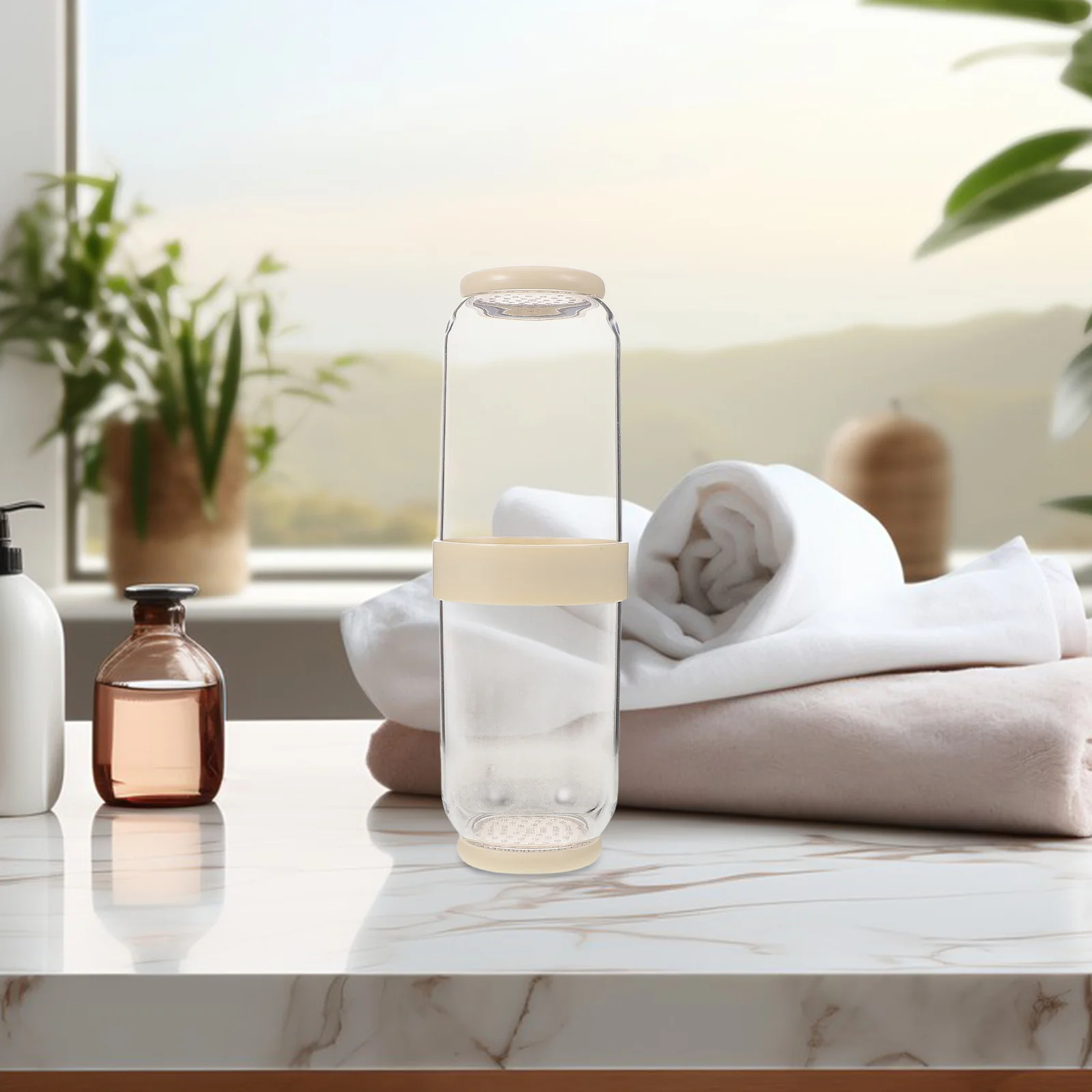 

2pcs Travel Wash Cup 8.6X3.1" Portable Toothbrush Case Plastic Toiletry Cup For Mouthwash Storage Lightweight Organizer For