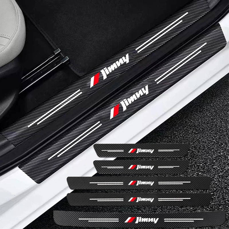 Auto Carbon Fiber Decals Stickers Car Door Threshold Scuff For Suzuki Jimny 2015 2016-2019 2020 2021 2022 Accessories