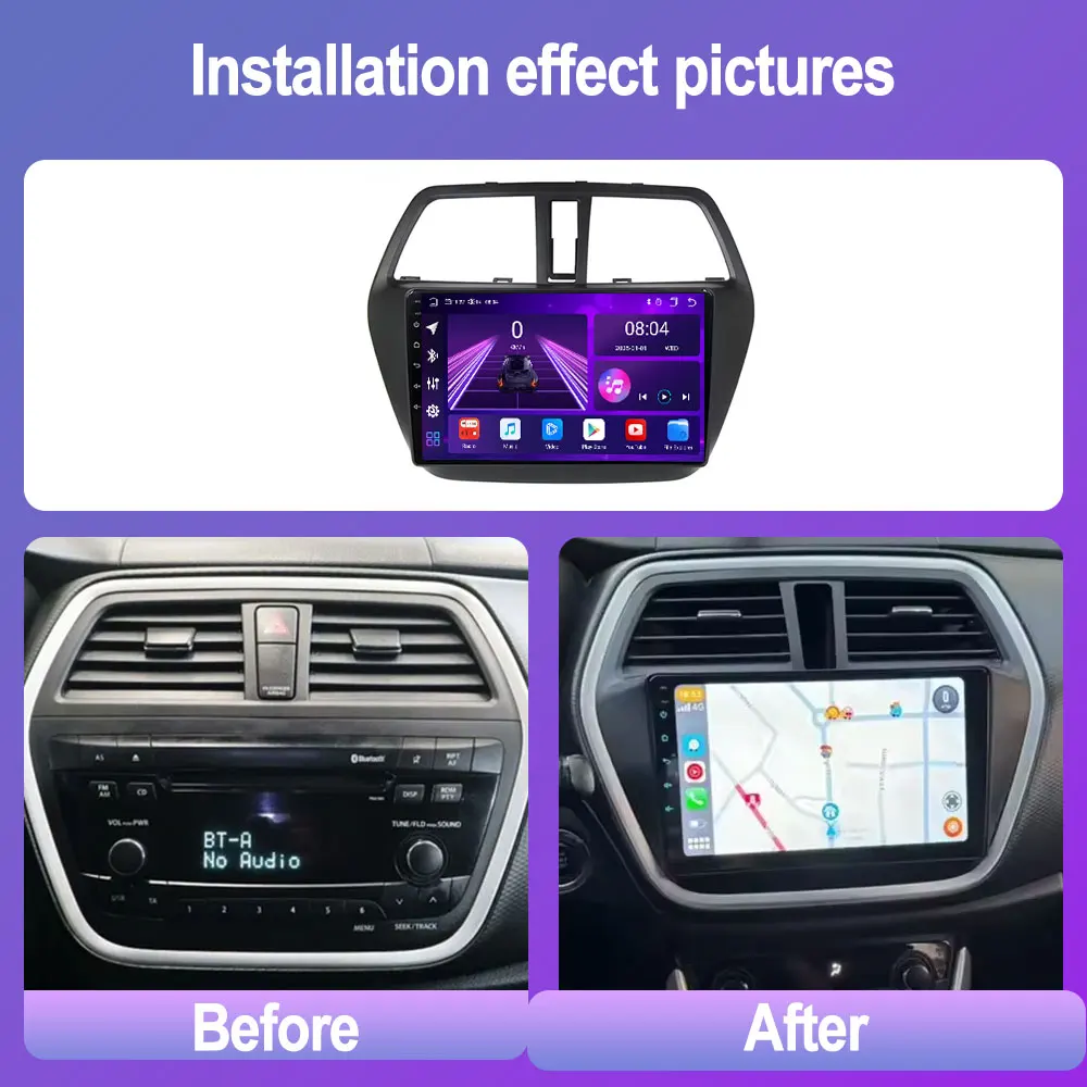 Android 14 Car Radio For Suzuki SX4 S-Cross 2014-2017 9inch Carplay Auto GPS Navigation Multimedia Player Stereo 4G Intelligent
