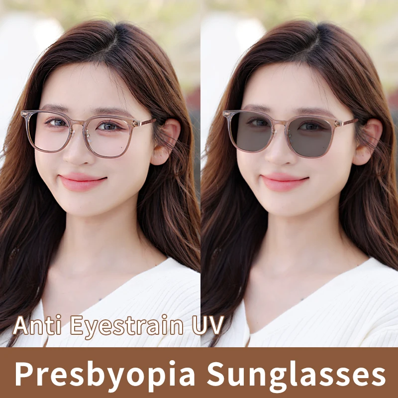 Photochromic Progressive Reading glasses Ultralight Large Oversized Pure Titanium TR90 Frame Multifocus Reading Glasses