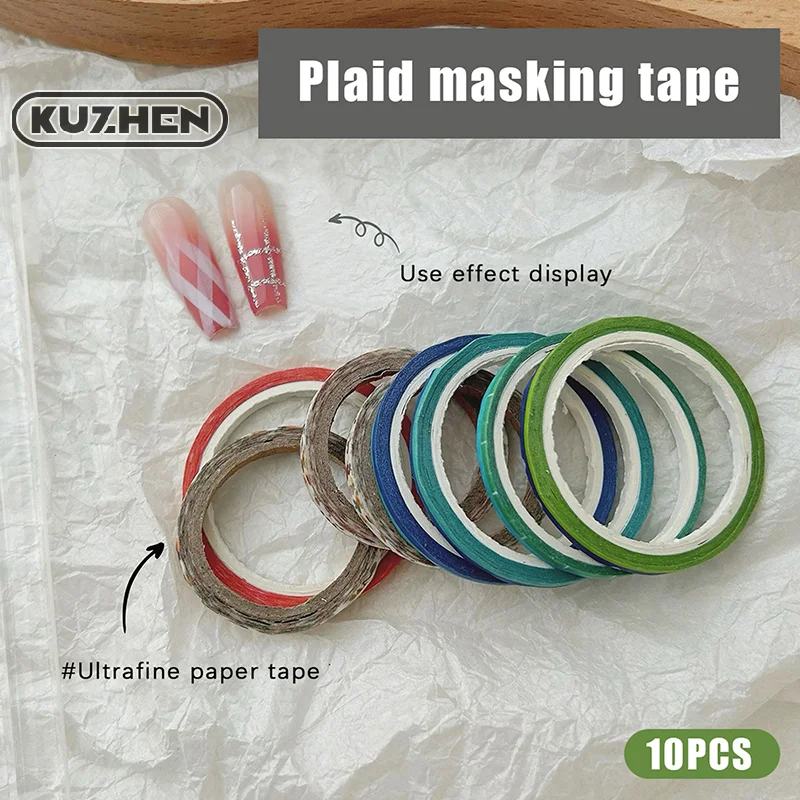 10 Rolls Professional Grade Masking Nail Art Tape Rolls Creative Striping Line Guide Tapes DIY Manicure Pattern Tools