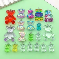 Random 20pcs Cartoon Cute Bear Charms 3D Resin Animal Pendants for DIY Bracelet Necklace Earrings Jewelry Making Accessories