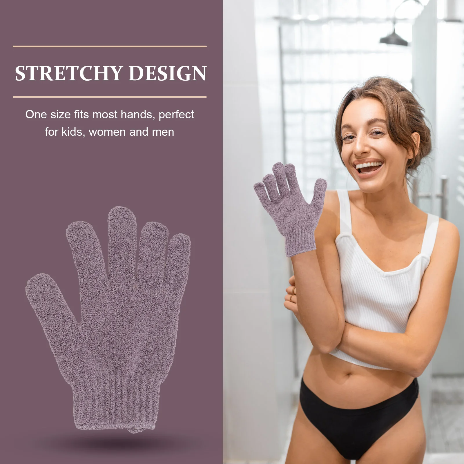 1 زوج قفاز حمام التقشير خمسة أصابع لينة بسط فرشاة للجسم قفاز للصابون هلام الاستحمام ملح البحر الغسيل للجنسين قابلة لإعادة الاستخدام #2