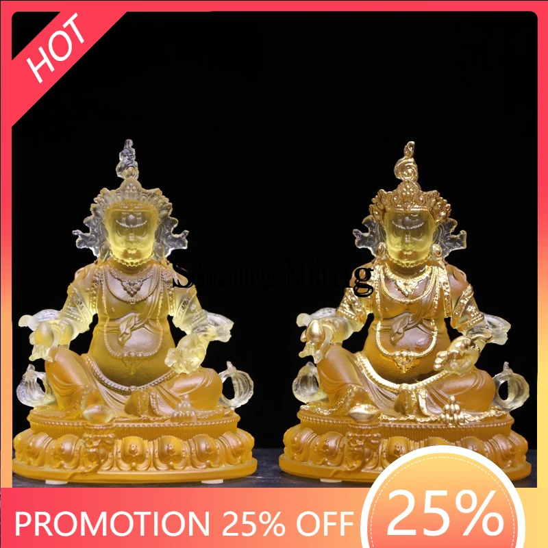 FG  Glazed Yellow God of Wealth Nora Buddha Statue Chambala Sebo Statue Five-color God of Wealth Buddha Statue Factory