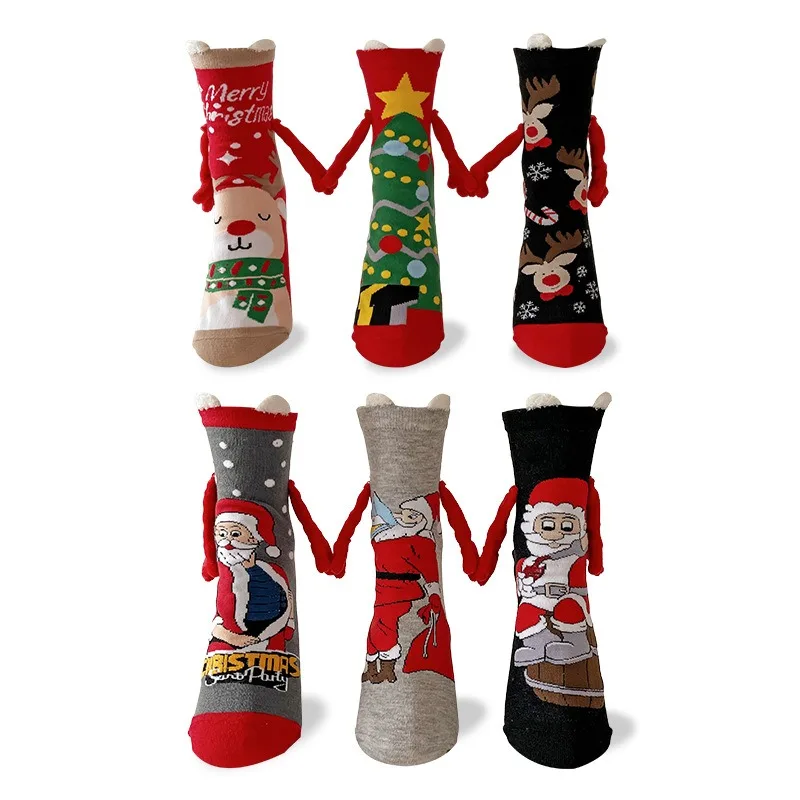 جوارب عيد الميلاد رقيقة الخريف والشتاء الجوارب القطنية المغناطيسي المغناطيس اليد الجوارب هالوين الجوارب الرجال والنساء