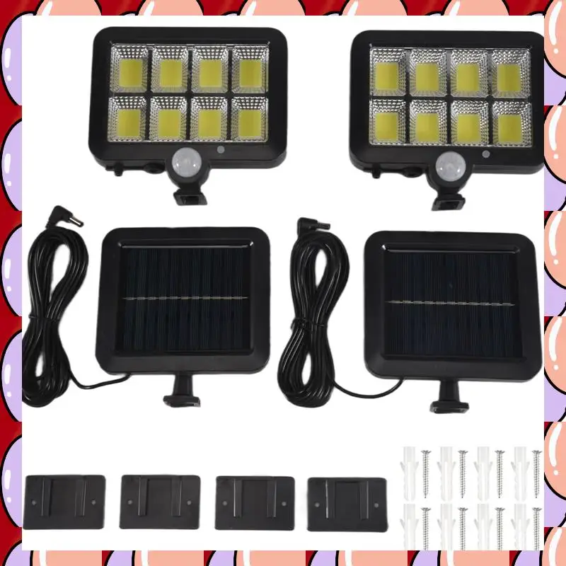 A72Z 2Pc 2000 Lumen 160 Leds Solar Wall Lights IP65 Waterproof Wired Motion Sensor Security Flood Light 360 Degree Adjustable
