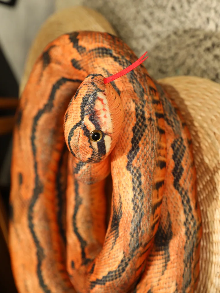 Künstliches Python-Plüschtier, lange Schlange, gelb, orange, grün, Python-Plüschtier, dekorieren Sie das Haus, Urlaubsdekorationen – Detail 18