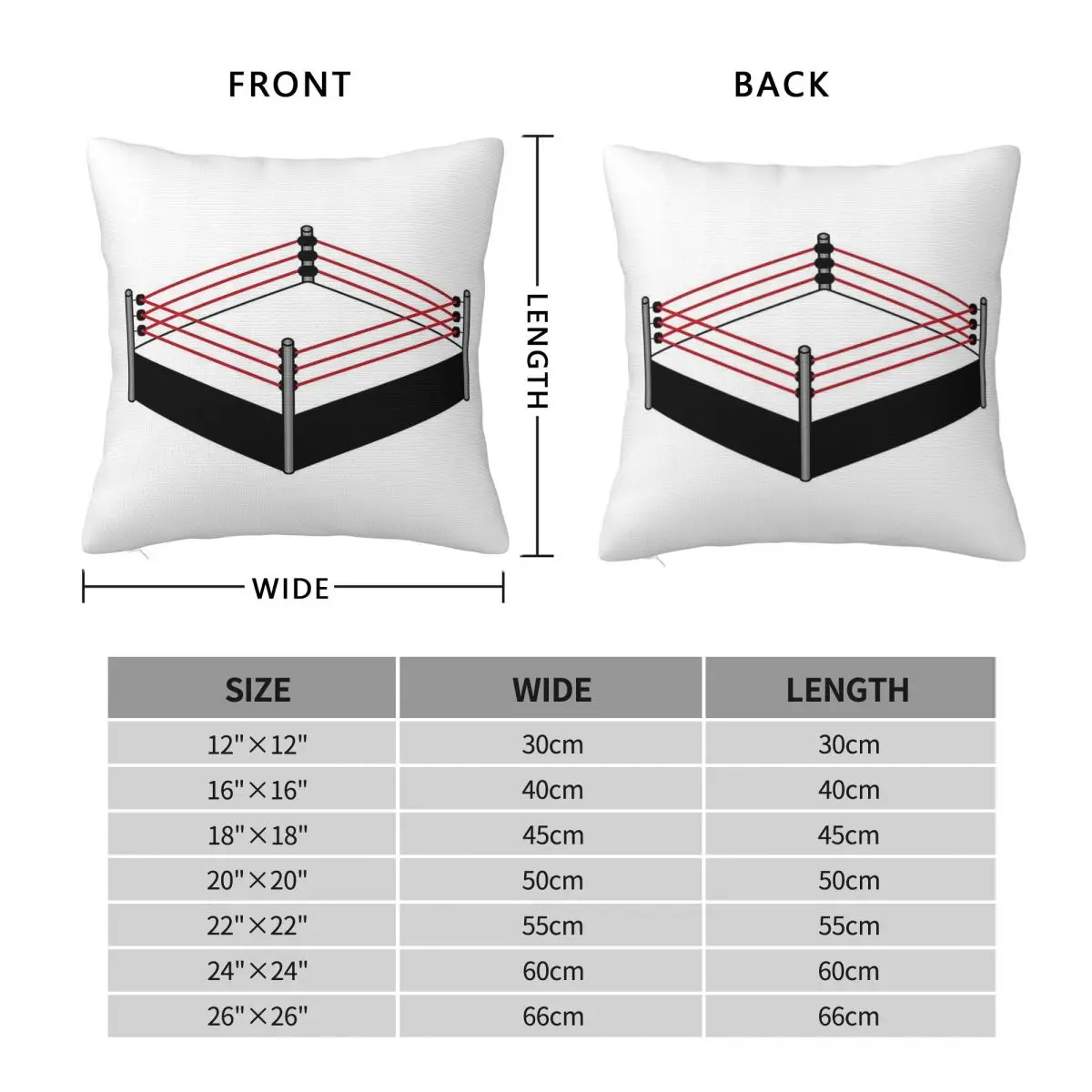 Wrestling Ring Square Pillowcase Polyester Linen Velvet Pattern Zip Decorative Home Cushion Cover 45x45