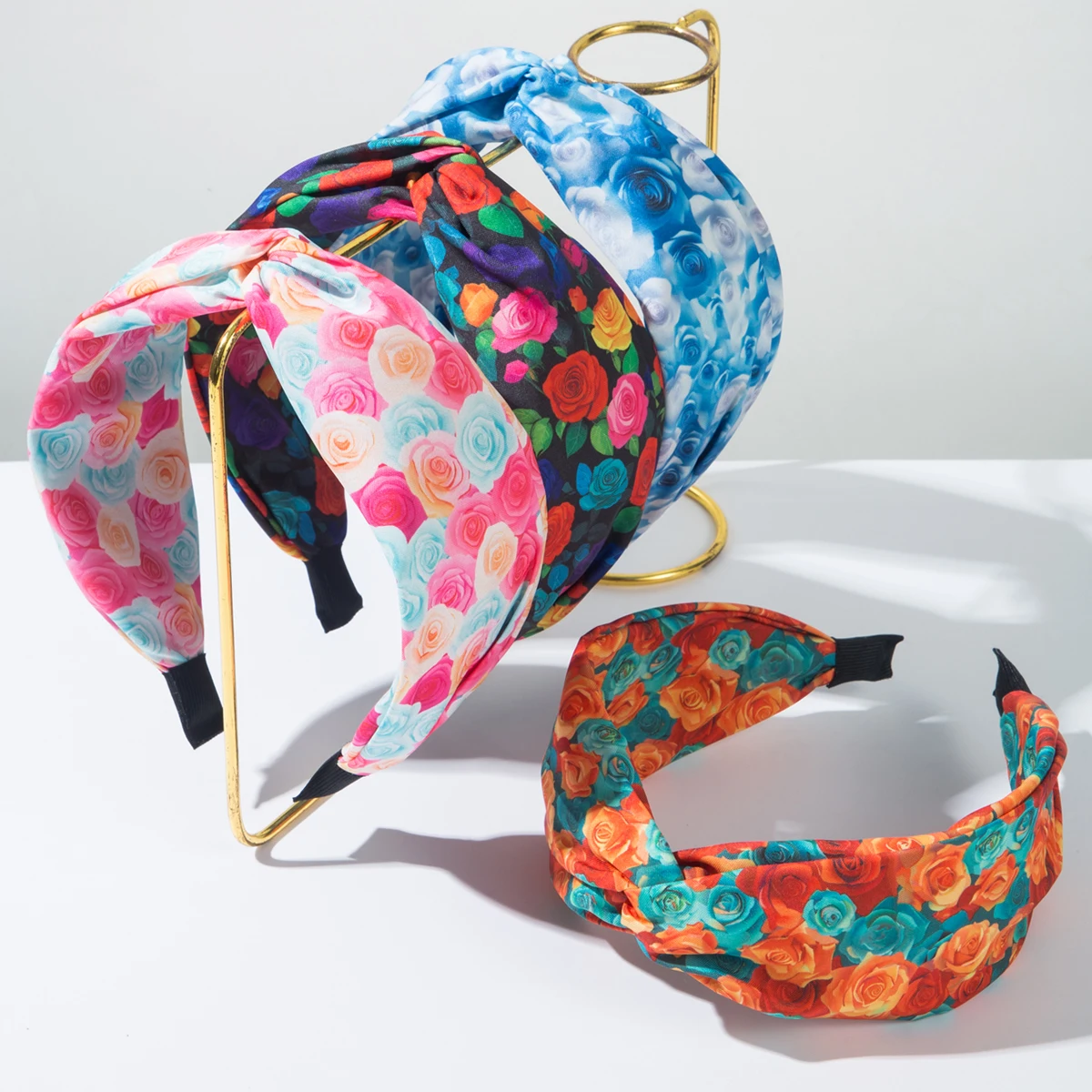 New Bohemian Printed Fabric Headband For Women's Fashion Cross High Headtop Outing Beautiful Spring Travel Hair Accessories