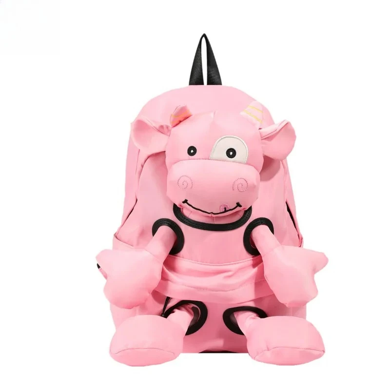 2026 New Women's Cute Cow Cartoon Plush Backpack | Large Capacity Student School Bag Casual Travel Fashion Daily Outing Bag