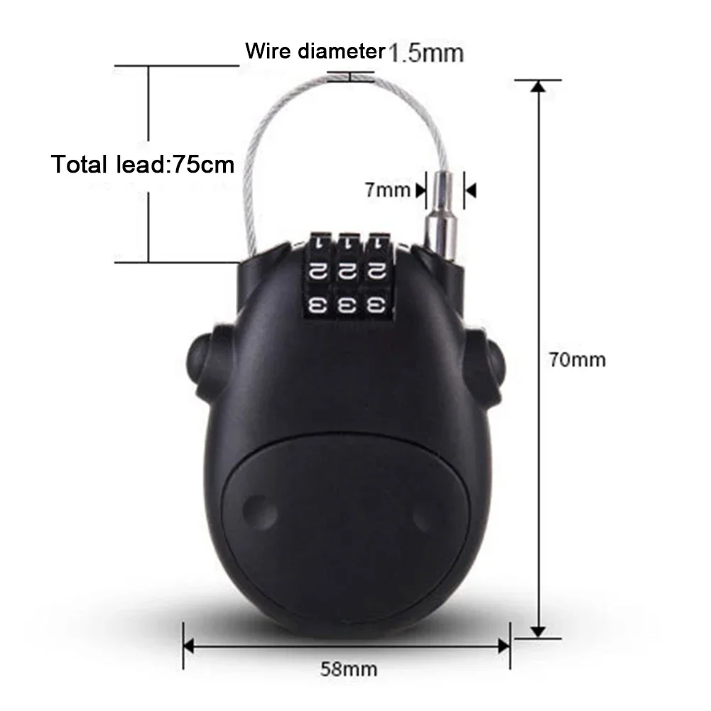 Motorcycle Steel Cable Code Lock Suitcase Car Sled Telescopic Wire Rope Lock Helmet High-precision Code Wheel Password Lock image 6
