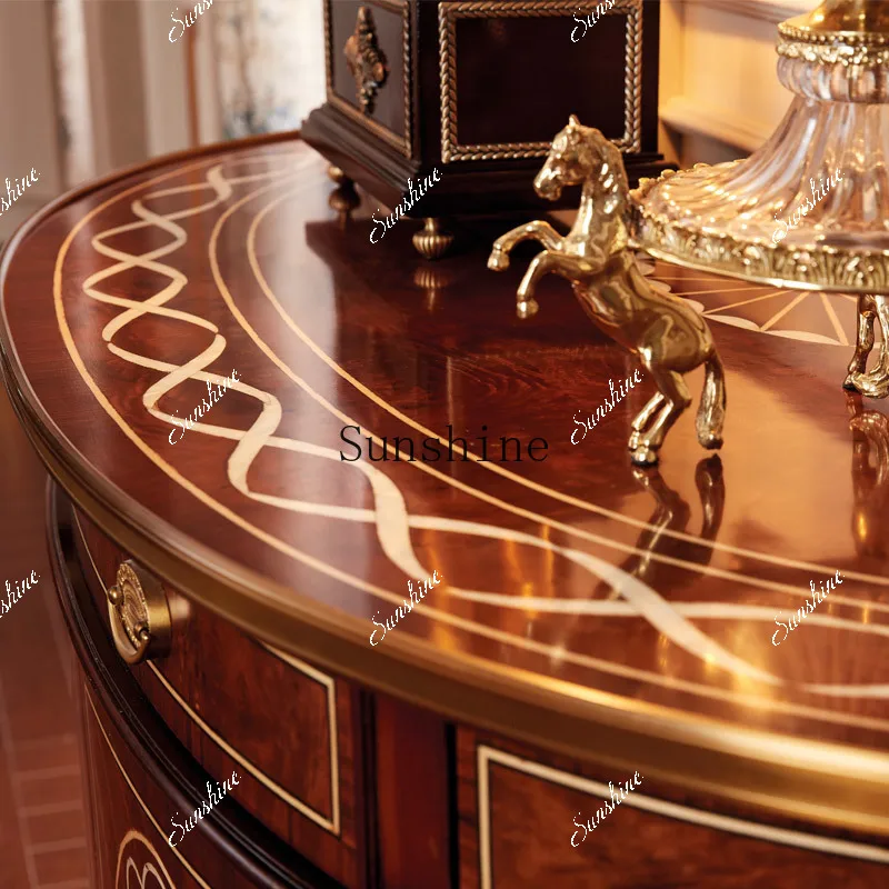 

Copper side cabinet, villa mansion European shell cabinet, British foyer cabinet FT