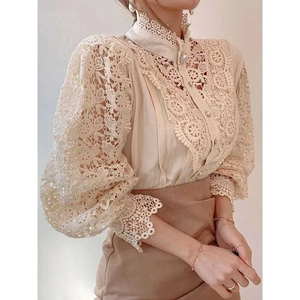 

Шифоновая блузка с цветочным принтом и воротником-стойкой для женщин, стильная, облегающая, из тонкой полиэфирной ткани