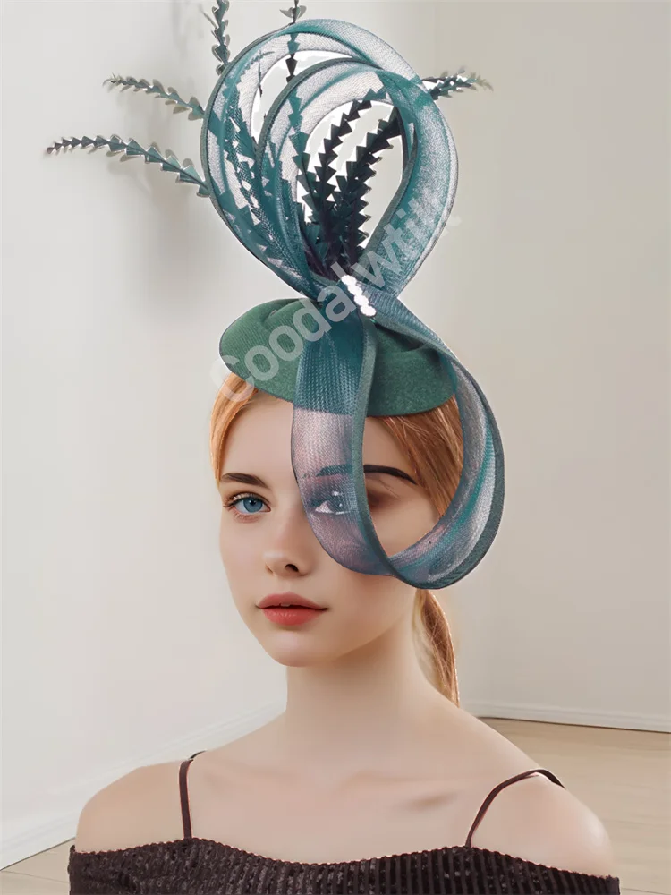 

Royal Ascot Mesh Fascinator Hat Wedding Women Feather Pillbox Cap Hair Clip Ladies Chic Race Party Dinner Headpiece Church Derby