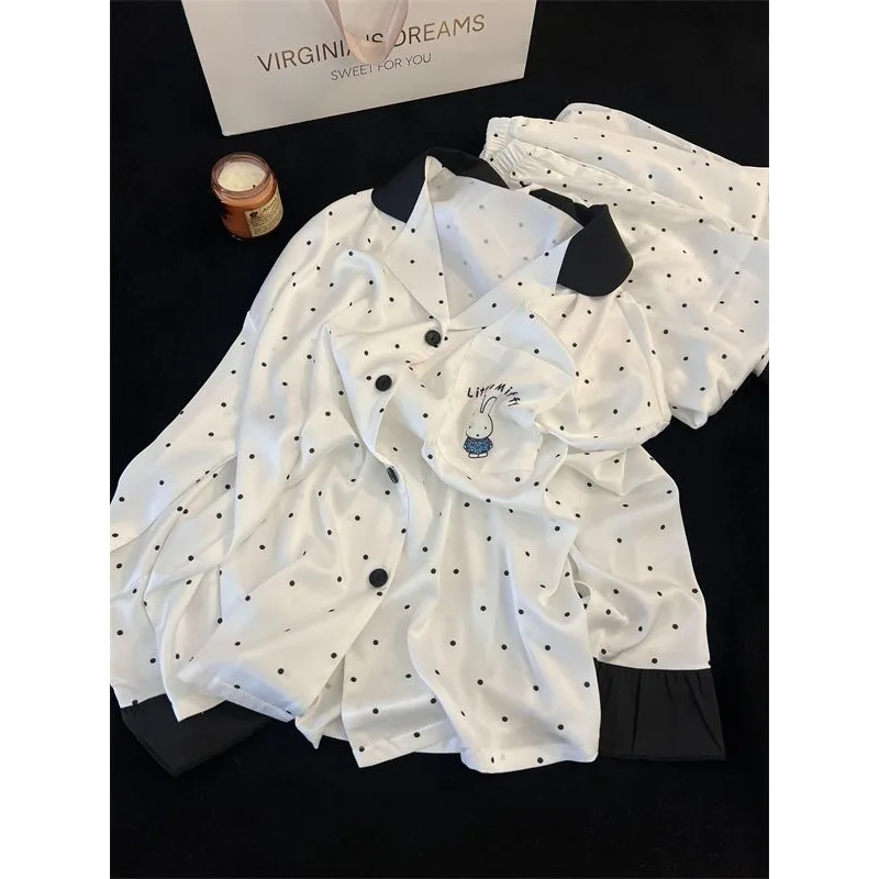 Miffy Bunny ensemble de vêtements de nuit coupe ample dessin animé à manches longues pantalon pour les femmes à la mode à pois Chic maison et extérieur vêtements de détente k-trend