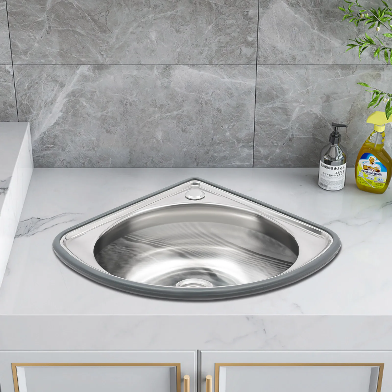 

Bathroom Sink, Kitchen Sink, Plastic Stainless Steel Shallow Basin with Edge, Durable Rust-Resistant Wash Basin for Home, RV
