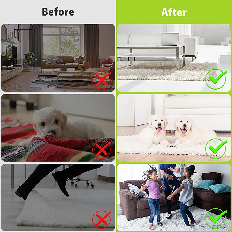 4pcs Triangle Washable Reusable Rug Gripper Anti-Skid Rubber Mat Non Slip Patch Tape For Tile Floors Carpets Corners Pad