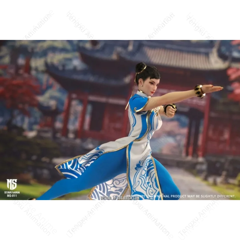 【즉시 배송】스타맨 MS-011 춘리 MS 011 여성 전투기 1/6 조절 가능한 눈 액션 피규어 장난감 수집품