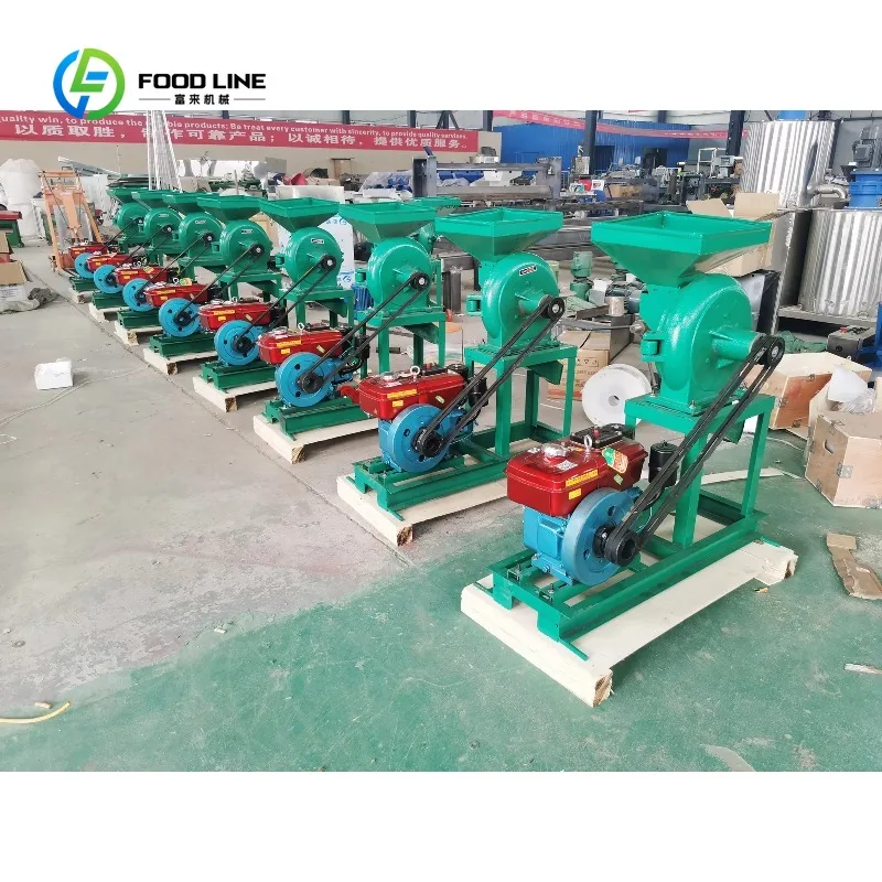 Customized Grain Cereal Mill Corn Flour Grinder Small Wheat Cassava Crusher Machine Diesel Maize Disc Mill for Animal Feed