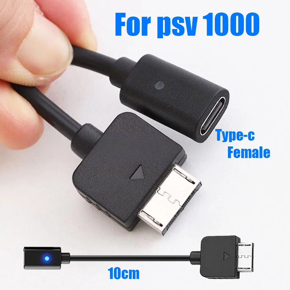 Cable de alimentación USB C para consola PS Vita 1000, adaptador de carga tipo C con LED para control de Playstation Vita 1000