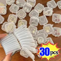 1/10/20/30Pcs Mini Plastic Storage Box Square Transparent Flip Portable Pill Container Jewelry Holder Earrings Small Packaging