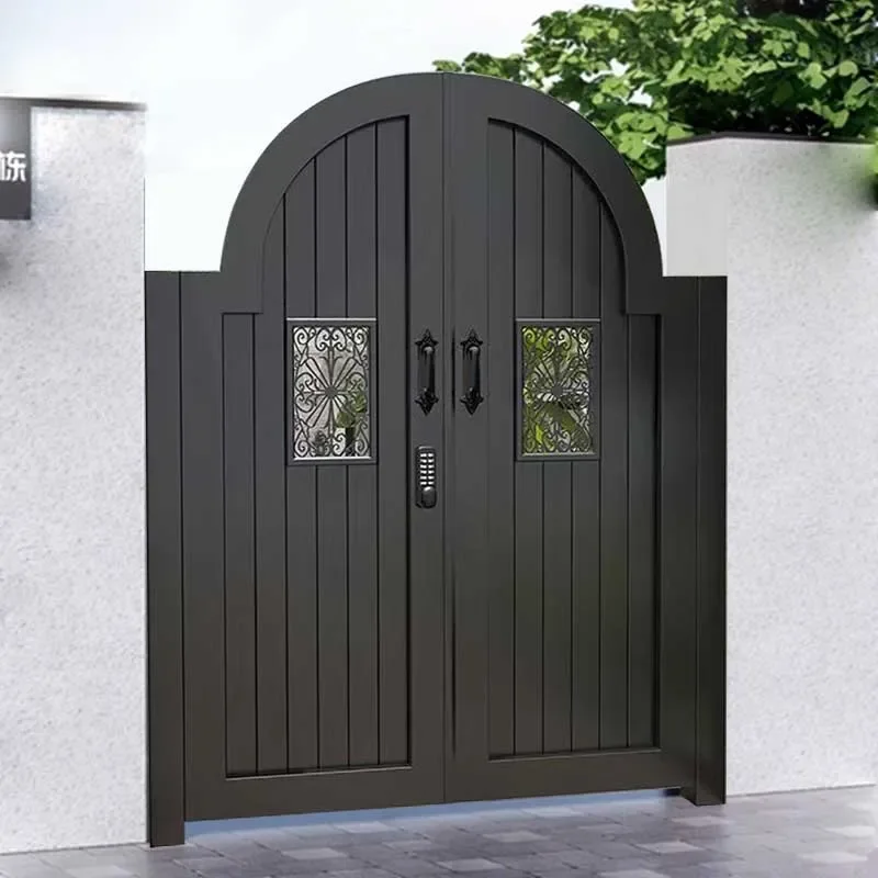 for Courtyard Door Villa Aluminum Art Alloy Garden Outdoor Stainless Steel Iron Art Self Built House Single Double Light
