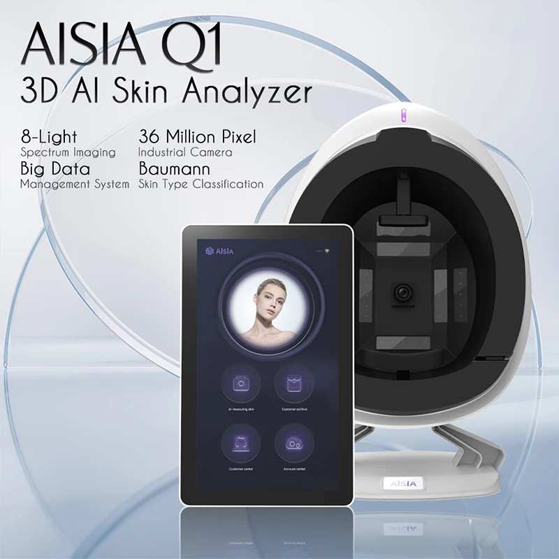 

AISIA Q1 3D AI Skin Analyzer Facial Scanner 8 Spectrum Comprehensive Skin Problem Detection Tester Diagnosis Beauty Salon Device