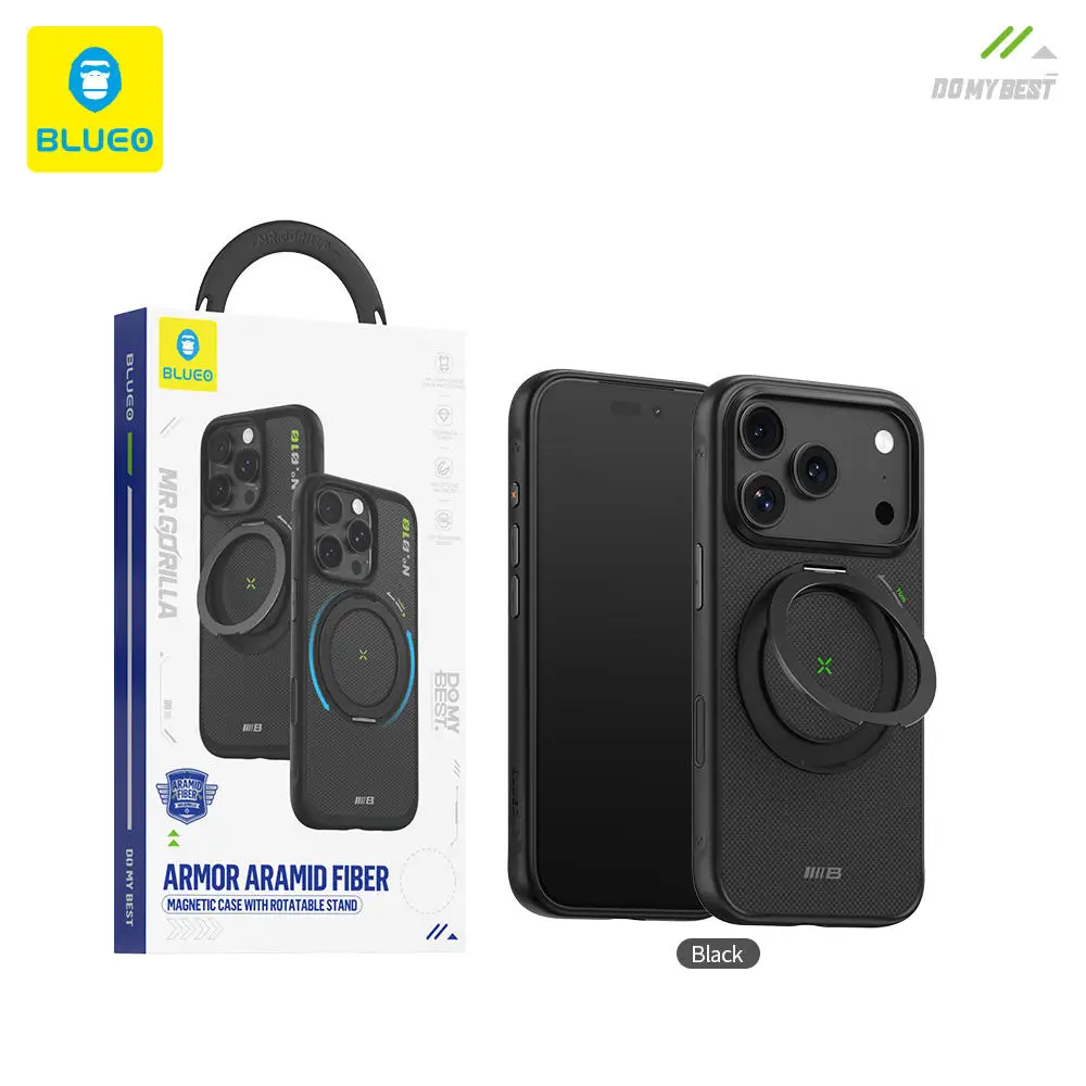 

Original Blueo Kevlar Series iPhone 17 Pro Max Magnetic With Rotatable Stand Aramid Fiber Case for Iphone 17 pro case