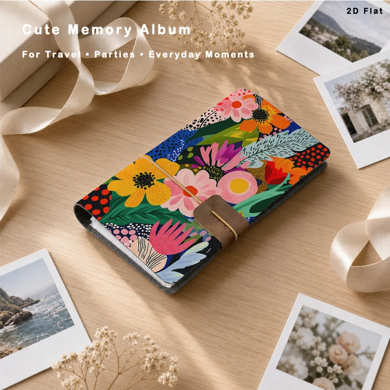 Vibrant Art Floral Photo Album 20 Sheets 80 Vertical Pockets for Family Travel Wedding Baby Picture Storage Memory Organizer