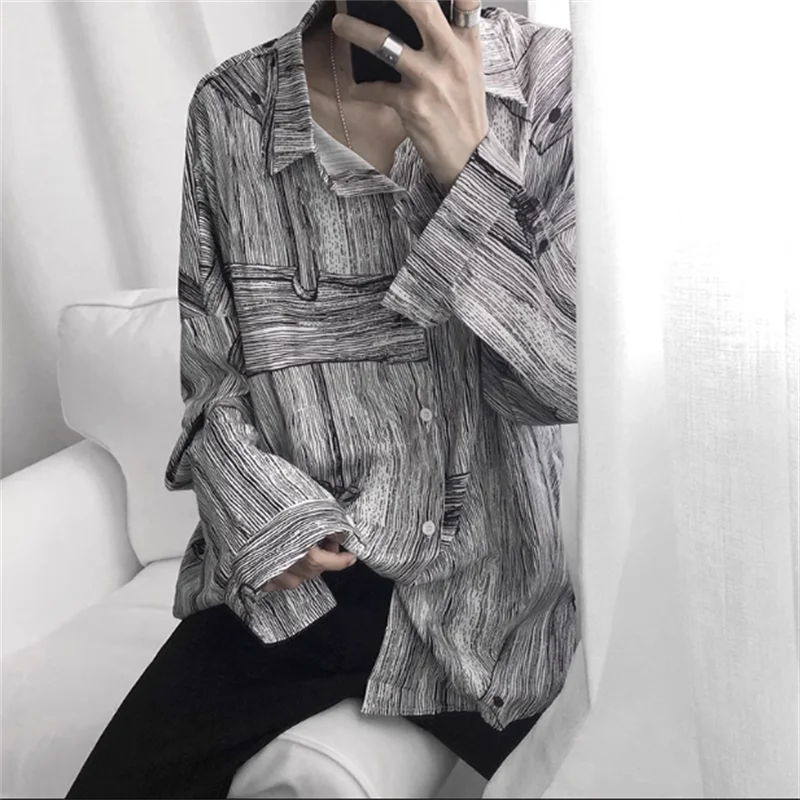 

Korean version personality silky striped long sleeve shirt summer jacket