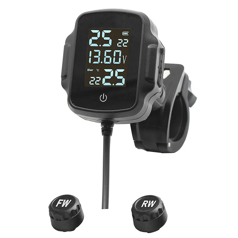 

Trending Motorcycle TPMS Motorbike Tire Pressure Monitoring System Tyre Temperature Alarm System With QC 3.0 USB Charger