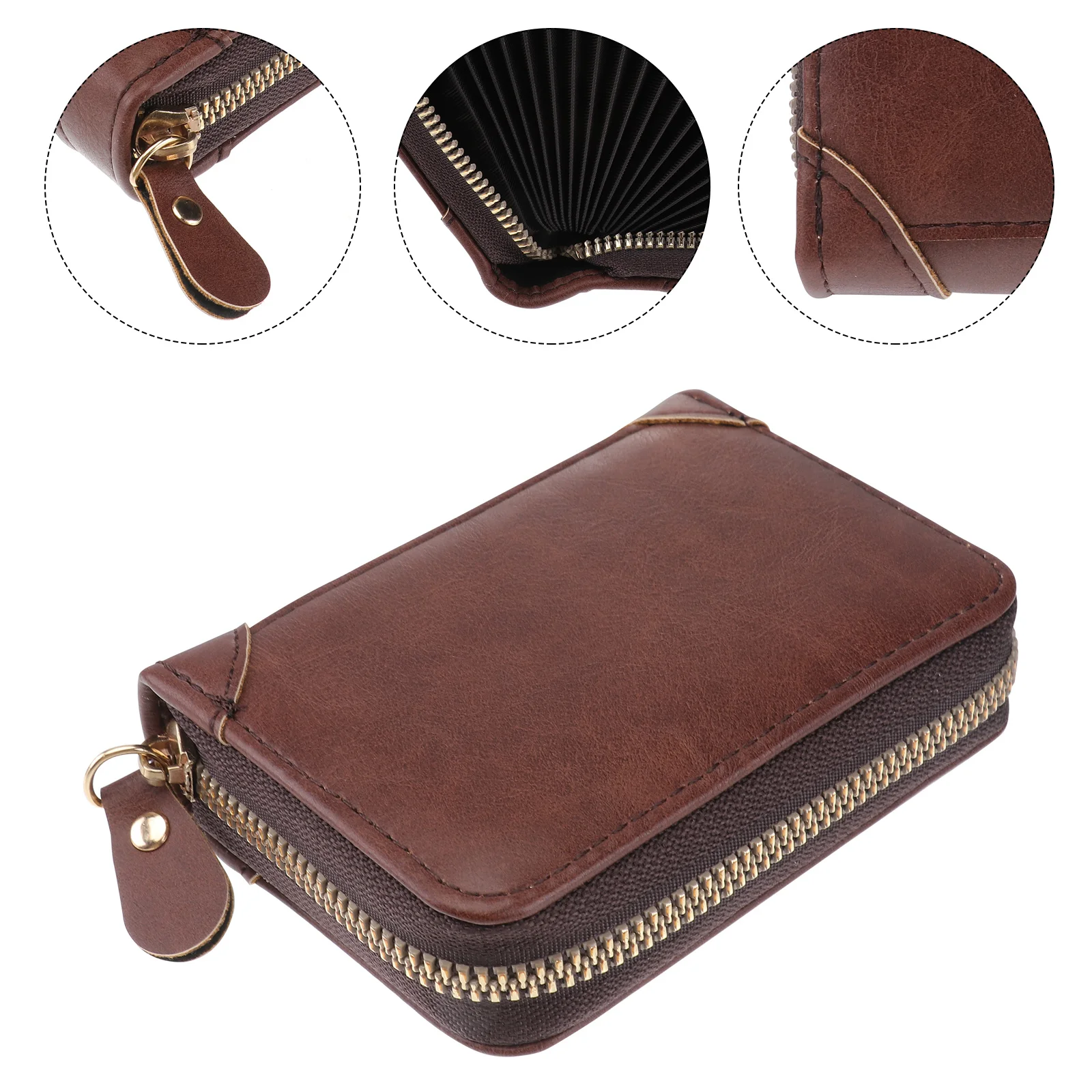 

1Pcs Wallet Durable Rfid Blocking Folding Purse Large Capacity Coin Pocket Certificate Storage Coffee