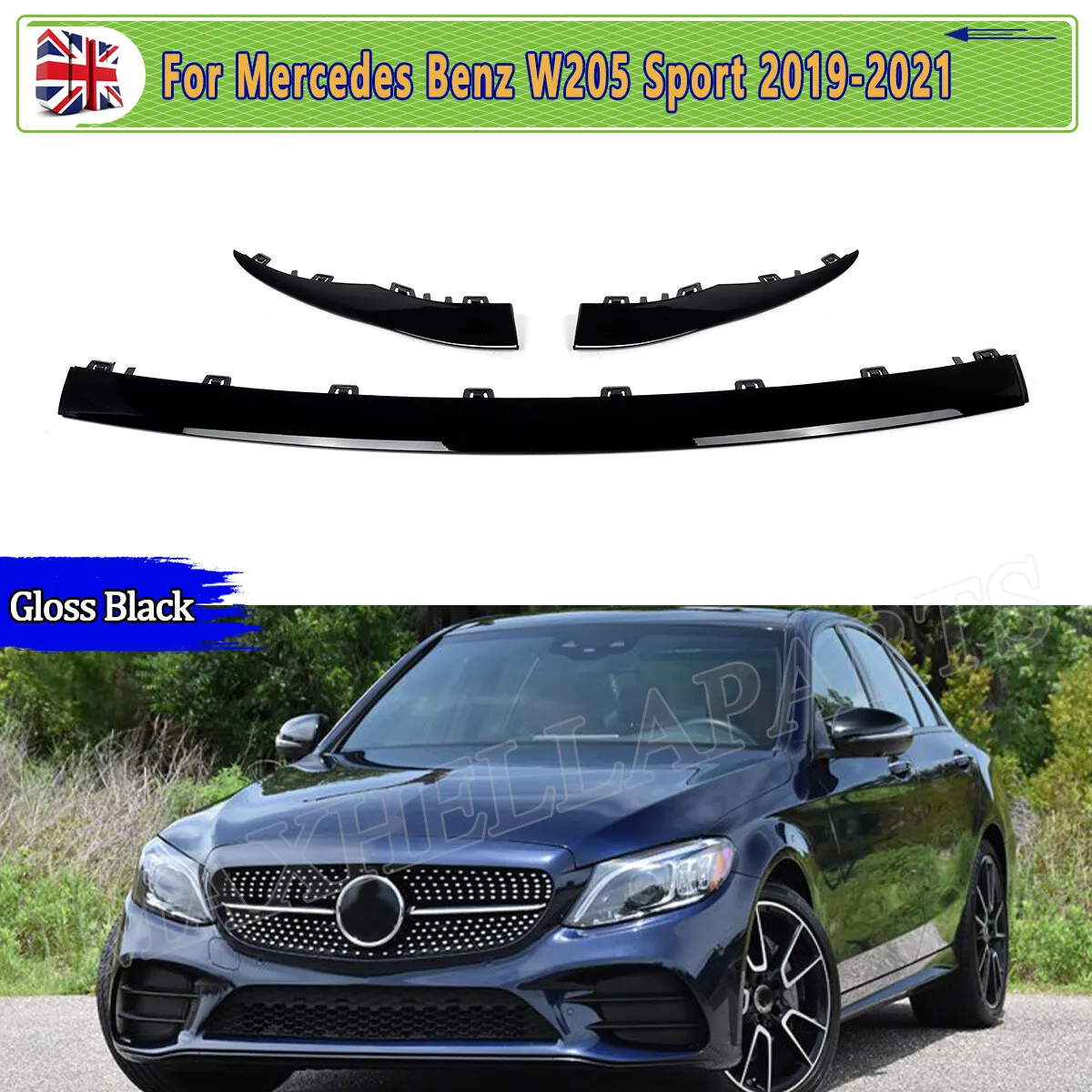 

ДЛЯ MERCEDES C CLASS W205 Декор переднего бампера C180 C200 C300 FACELIFT 2019 2020 2021 2022 ПЕРЕДНИЙ БАМПЕР НИЗКАЯ ЧЕРНАЯ ОТКРЫТАЯ МОНТАЖА