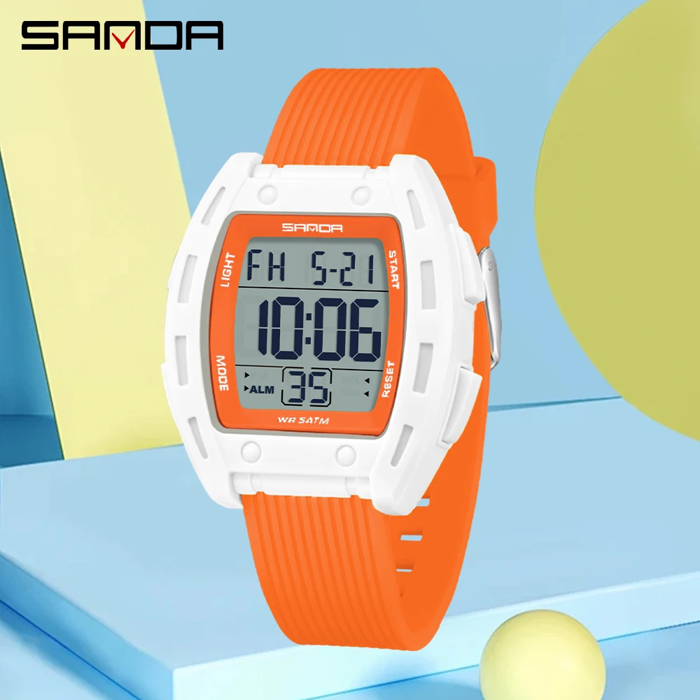 SANDA 6506 Business Men's Fashion Electronic Watch Fashion Multi functional LED Waterproof Timing Men's Electronic Watch