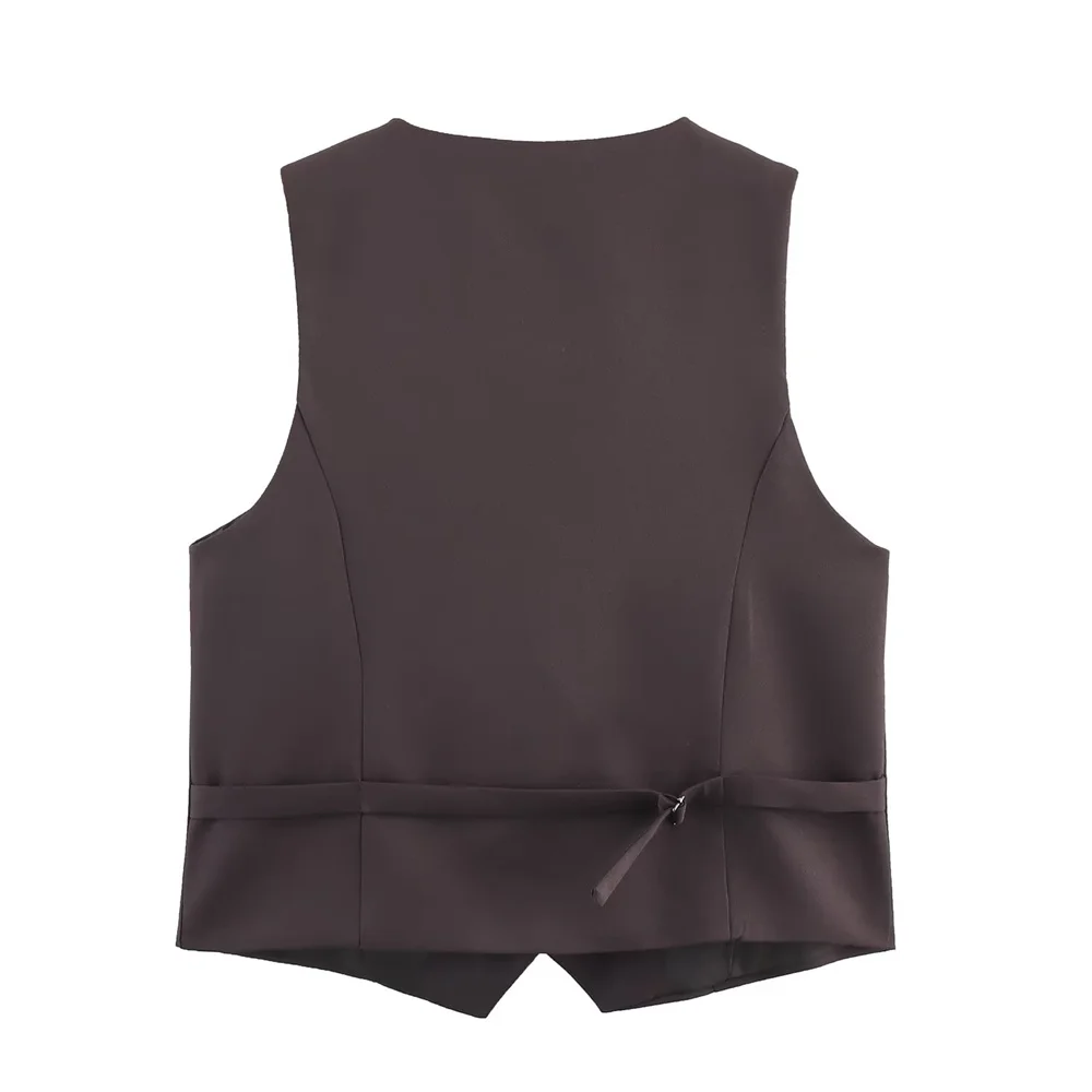 Taop&Za の夏の新作婦人服ファッション気質 V ネックストラップ装飾ベストトップハイウエストワイドプリーツスカートパンツ
