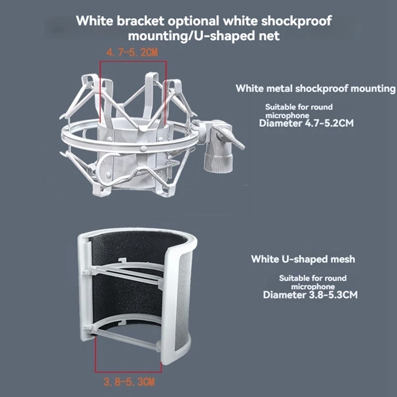 حامل ذراع ميكروفون للتسجيل، البودكاست، حامل ذراع مقص قابل للتعديل مع فلتر، حامل للصدمات