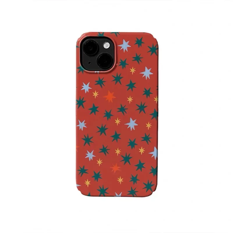 

Чехол для телефона Red Strawberries Colorful Stars для IPHONE 17 Air 16E 15 PROMAX 14 Plus 13 12 MINI 11 PRO 16 Plus, акриловый чехол для телефона