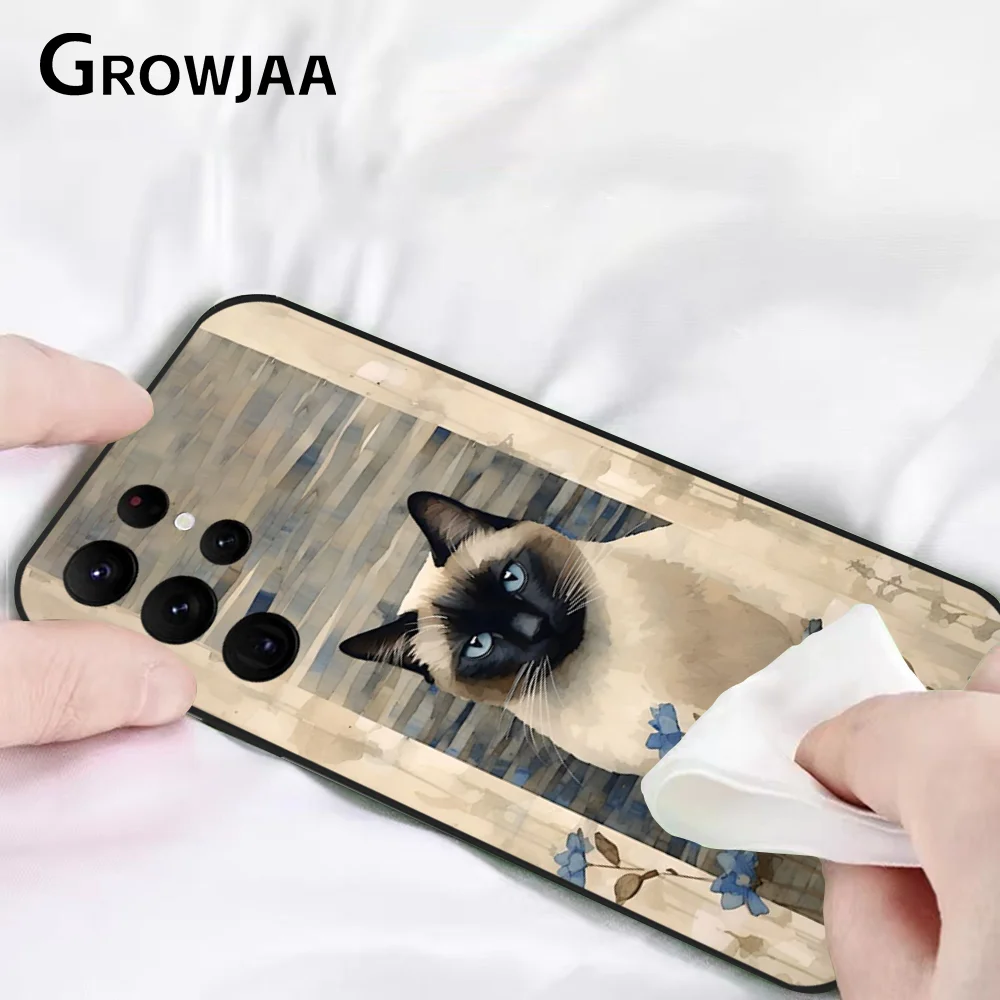 Siamese Cat Cute Phone Case for Samsung Galaxy S24 Ultra S22 S23 Ultra S21 S20 5G Protective Silicone TPU Funda