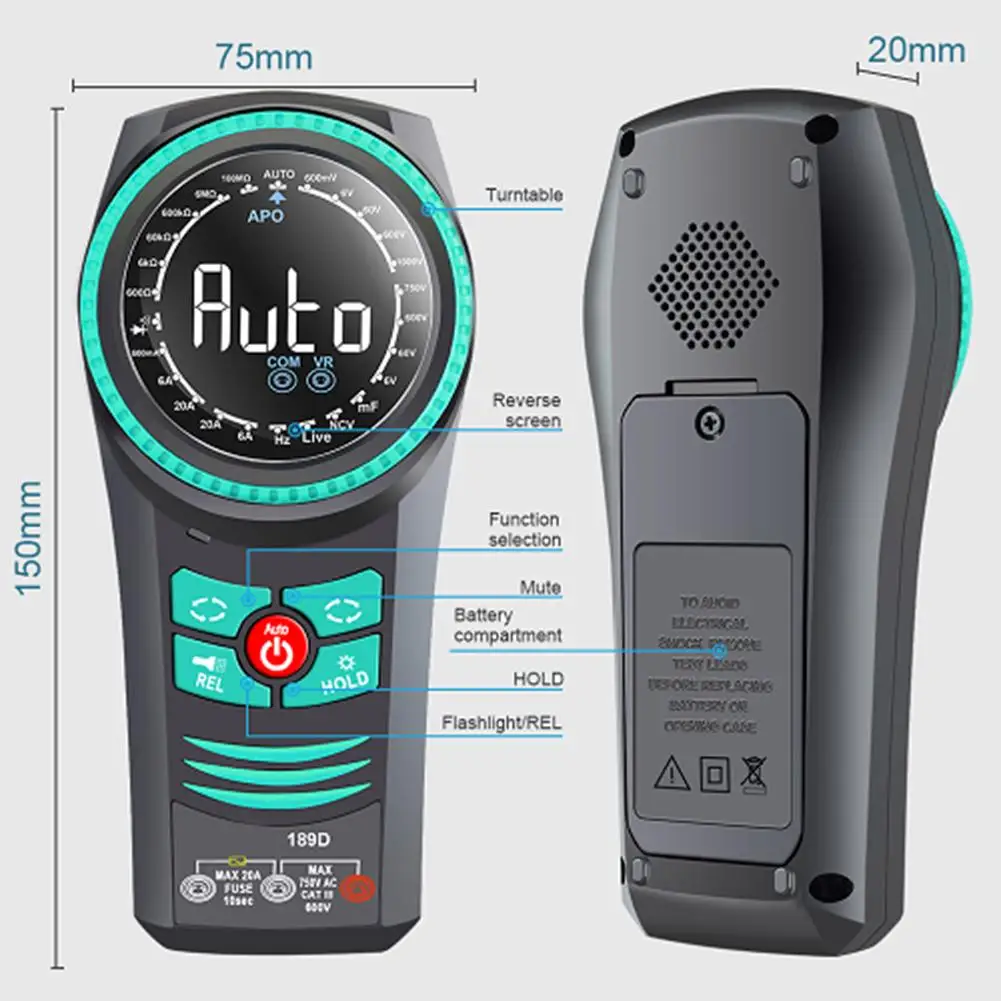 Intelligent Rotary Dial Multimeter 6000 Count NCV Live Wire LED Temperature Measurement Electrical Instruments