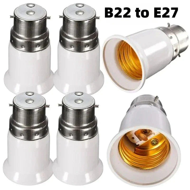

1pc/5pcs B22 to E27 Light Bulb Socket Adapters, 220V 10A Heat-Resistant Converter for CFL, LED & Incandescent Lamp Fittings