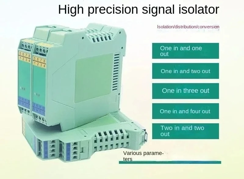 

DC Signal Isolator One-Switch Two-Way Current 4-20mA to Voltage Transducer Distributor Module Safety Barrier