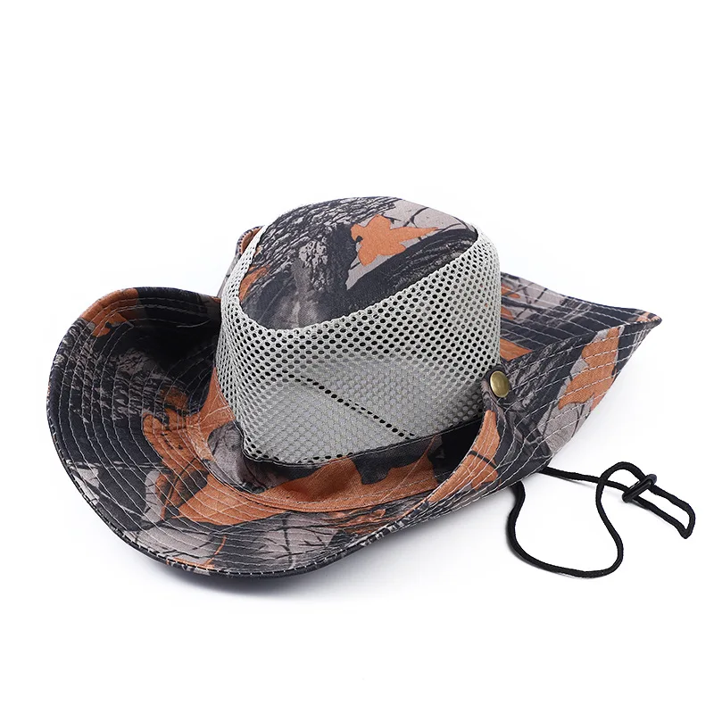 Mesh Fishing Caps Ventilate Camouflage Sunscreen Hat UV Protection Wide Brim Cap for Hunting Hiking Fishing Beach