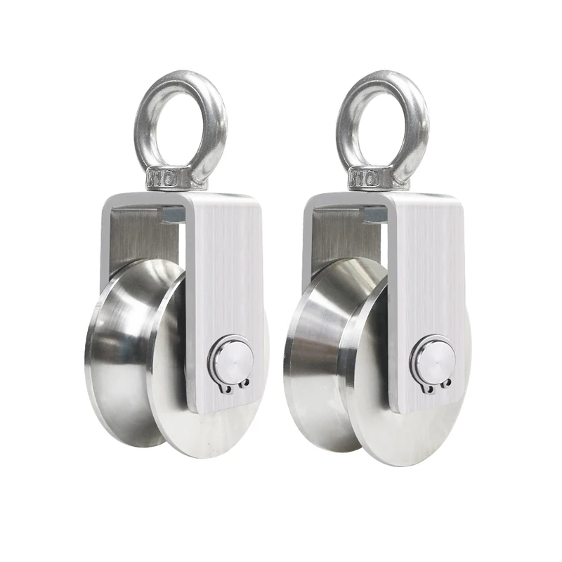 

1PCS Stainless Steel Pulley Lifting Ring Group Steel Wire Rope V-Shaped Bearing Track Wheel Lifting Fixed Pulley Accessory