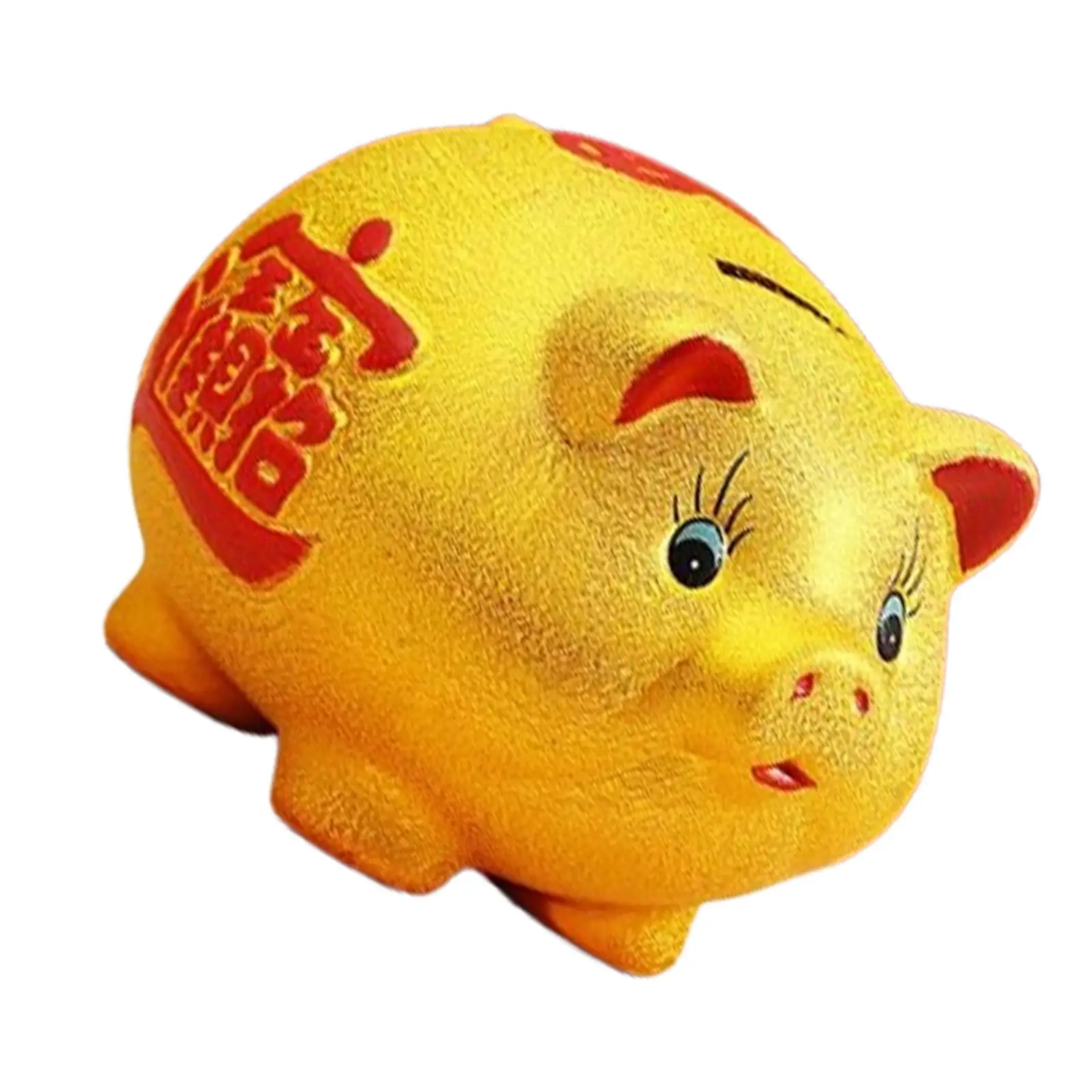 Ceramic Piggy Bank Handmade Tabletop Animal Statue for Home Decoration Spring Festival