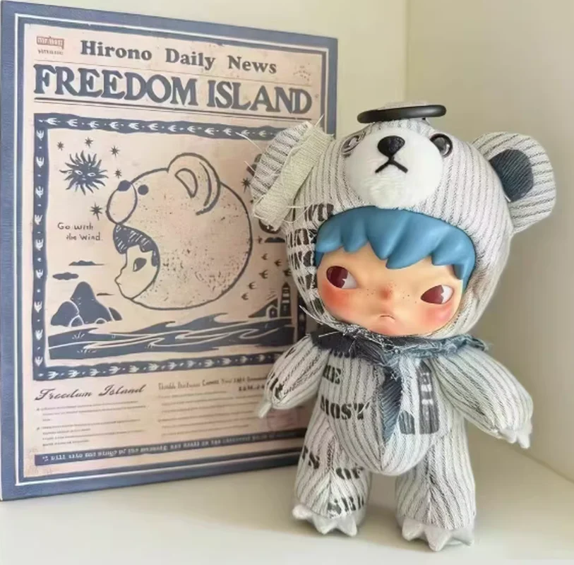

New Genuine POPMART Hirono Freedom Island Bear Doll Blind Box Cute Outfit Plush Toy Keychain Decoration Collectible Figure Gift