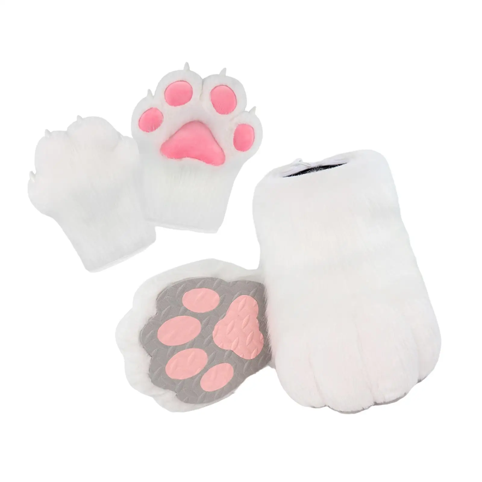 Cosplay Animal Paws Fuzzy Slippers Gloves for Performance Holiday Role Play
