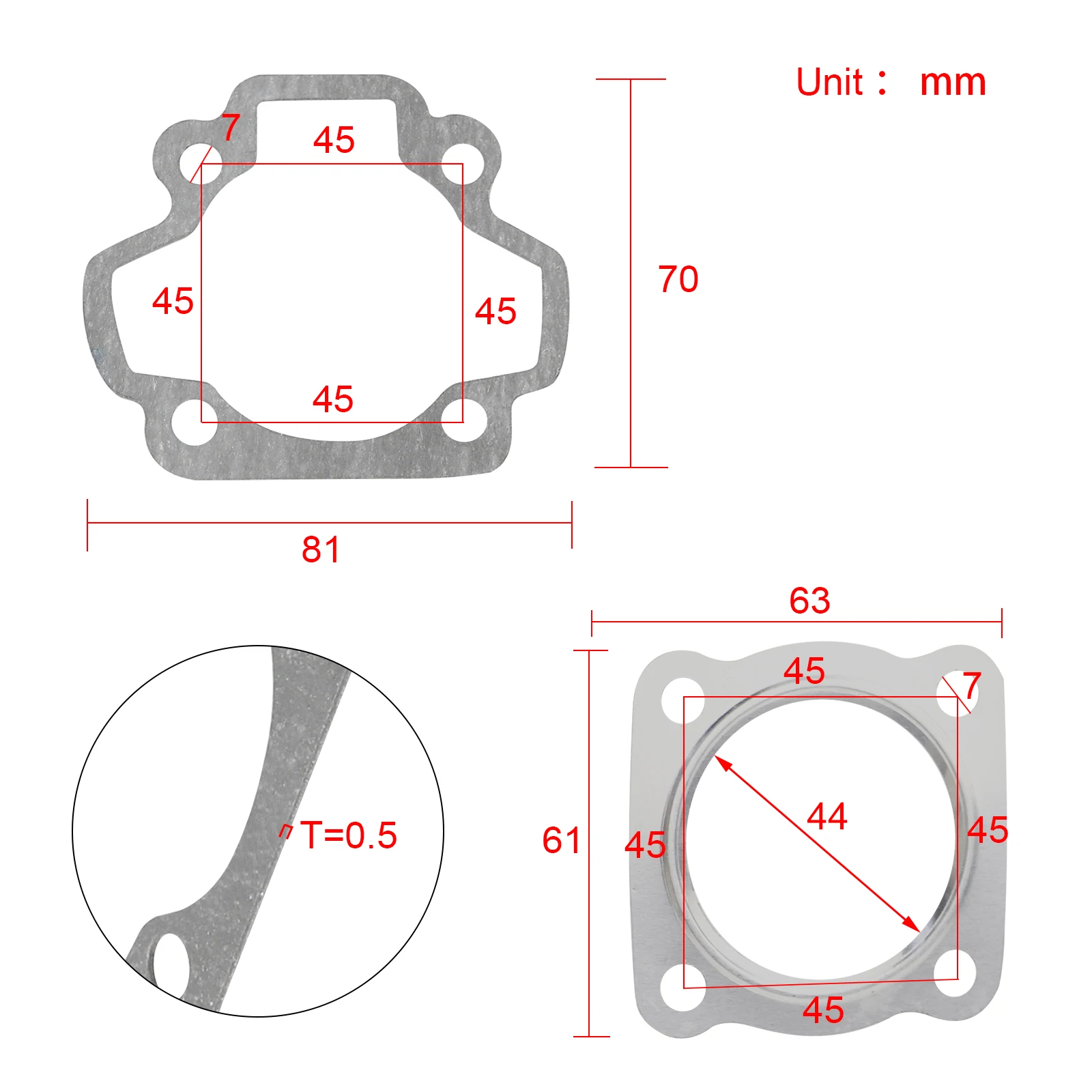 Motorcycle Engine Cylinder Head & Base Gasket Set for Yamaha PW50 Big Bore PW60 60cc Dirt Bike