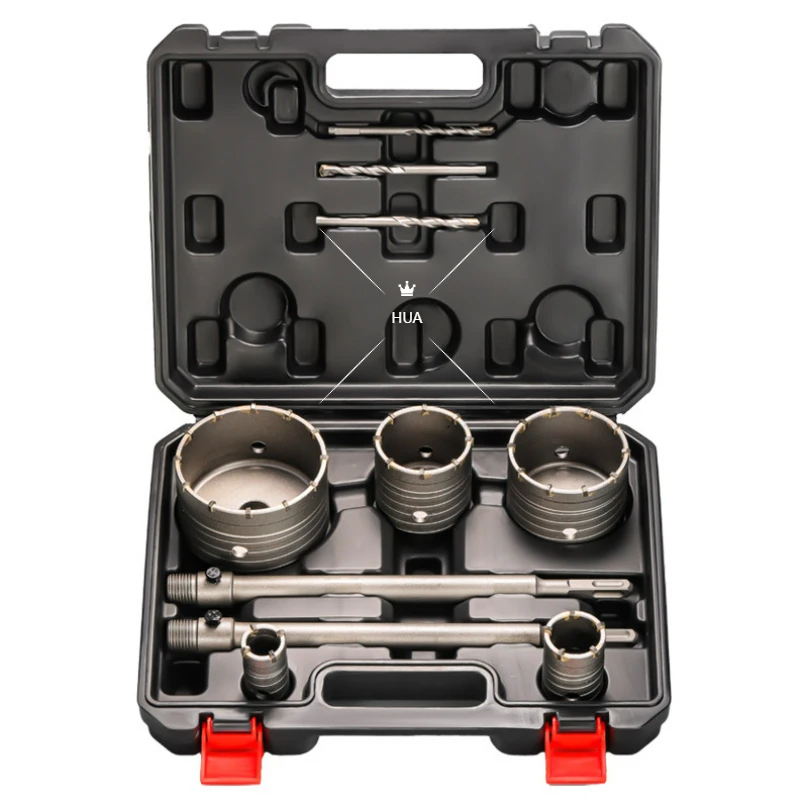 Kit sega a tazza per calcestruzzo 10 pezzi Punta da trapano per mattoni Sega a tazza portatile resistente agli urti per muro di cemento fognario 2025 nuovo