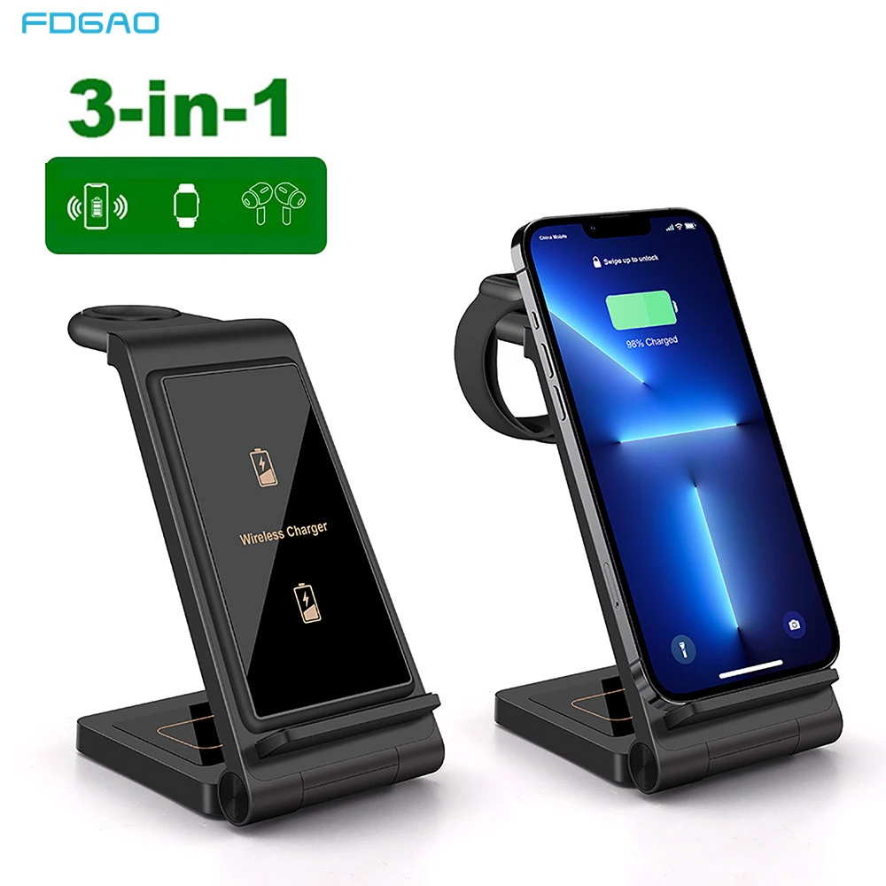 3 in 1 30W Wireless Charger Watch Detachable for iPhone 15 14 13 12 11 XR XS 8 Airpods 3 Pro Fast Charging Stand for Apple Watch